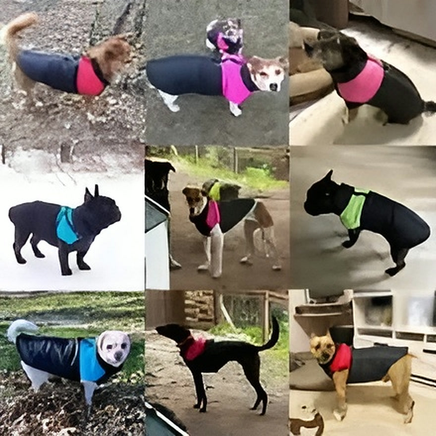 Chiens de toutes tailles portant le manteau Carnex